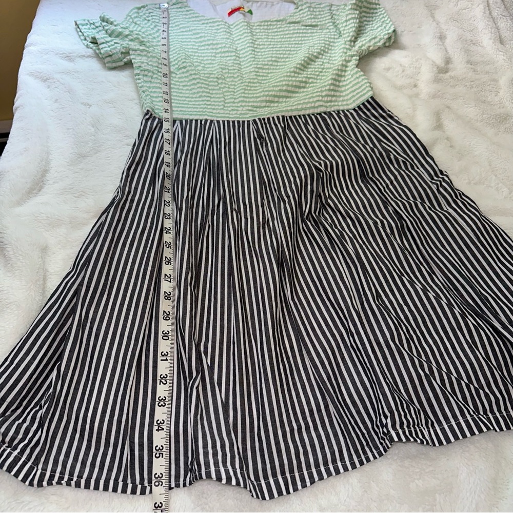 Fervour ModCloth Fit Flare Dress Retro 70s Striped Pinup Unique Colorful Large - Picture 8 of 10